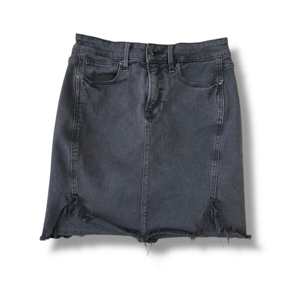 Good American - The Bombshell Twisted Seam Cut-Off Skirt | Black | Size 8 (28) - Picture 1 of 16